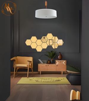Acrylic Hexagon Wall Décor -Golden