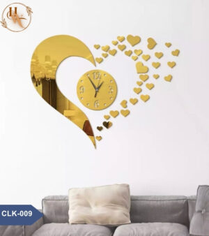 Lovely Acrylic heart  Mirror Wall Clock