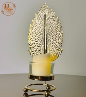 Metallic Leaf Decor with Candle(Golden)