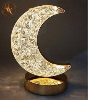 Elegant Rechargeable Crystal Lamp – Crescent Shaped That Shines!
